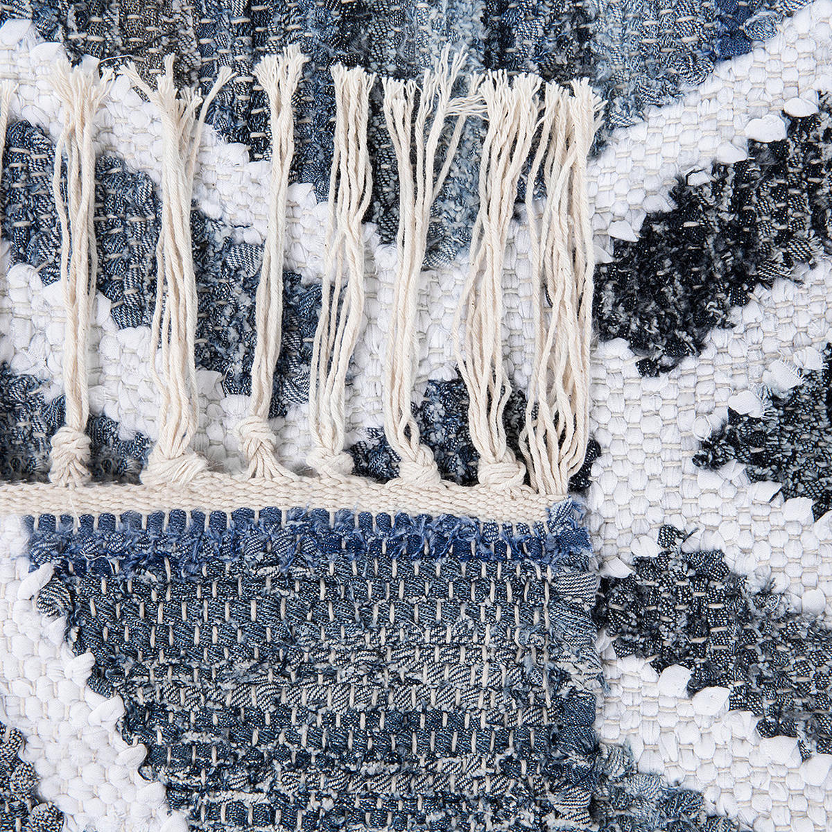 TEPPICH geflochten Adiyaman 200/140 cm - Blau, Textil (140/200cm) - Beliani