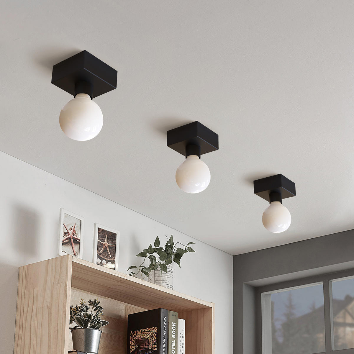 DECKENLEUCHTE - Schwarz, Metall (10/10/7.5cm) - Lumicom