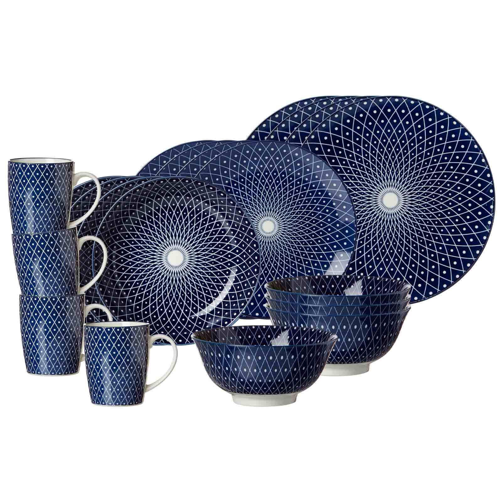KOMBISERVICE Royal Reiko blau-weiß 20er Set - Blau/Weiß, Keramik (1/1/1cm) - Ritzenhoff Breker