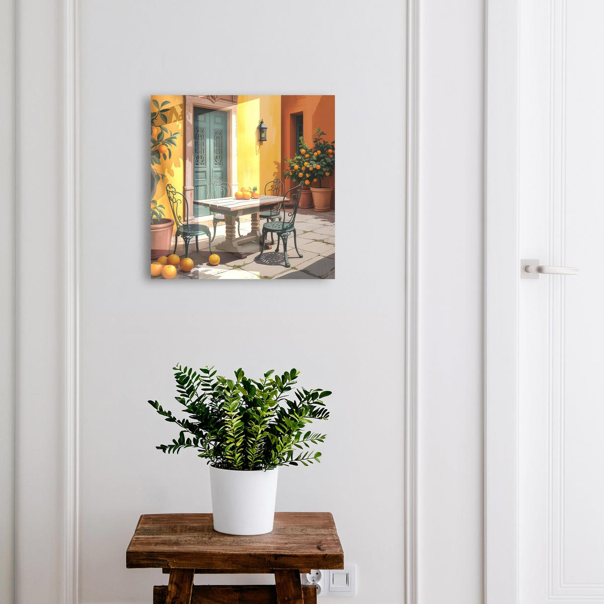 SCHLÜSSELBOX Weiß 30x30 cm – Türöffnung nach rechts - Sonnige Terrasse - Gelb, Metall (30/30/5cm) - TULUP