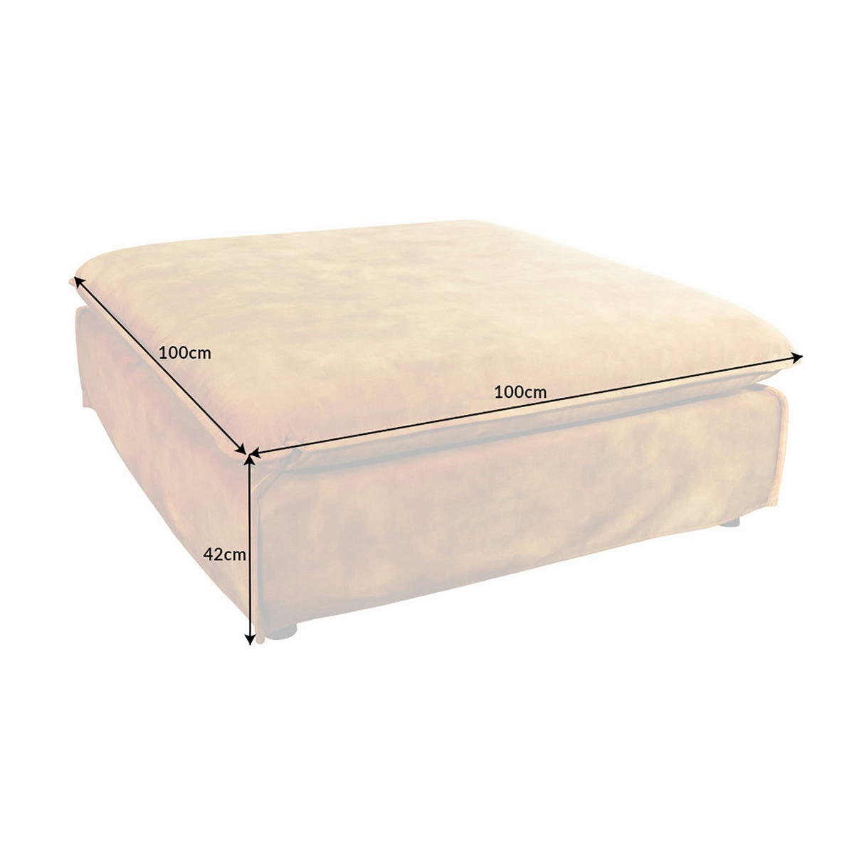 HOCKER HEAVEN Samt Senfgelb 100 cm - Gelb/Schwarz, Holz/Textil (100/42/100cm) - riess-ambiente
