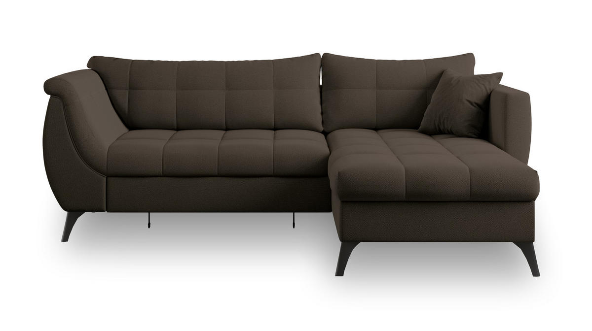 ECKSOFA MOLLIS Braun Geflochtener-Stoff mit Schlaffunktion - Braun, Holz (241/154cm) - MASSENO