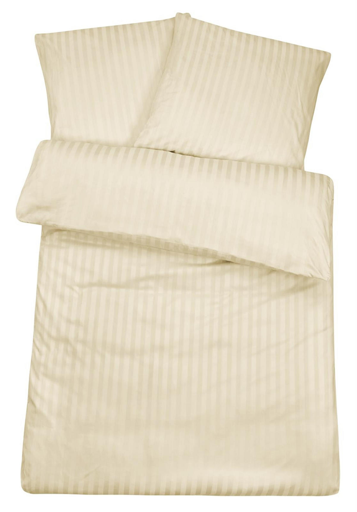 BETTWÄSCHE Damast 135x200 Creme gestreift - Bettbezug aus 100% Baumwolle - Creme, Textil (135/200cm) - Carpe Sonno