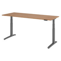 SCHREIBTISCH elektrisch XBHM 80/200/74 cm in Nussbaumfarben/Graphitfarben - Nussbaumfarben/Graphitfarben, Holzwerkstoff (80/200/74cm) - bümö