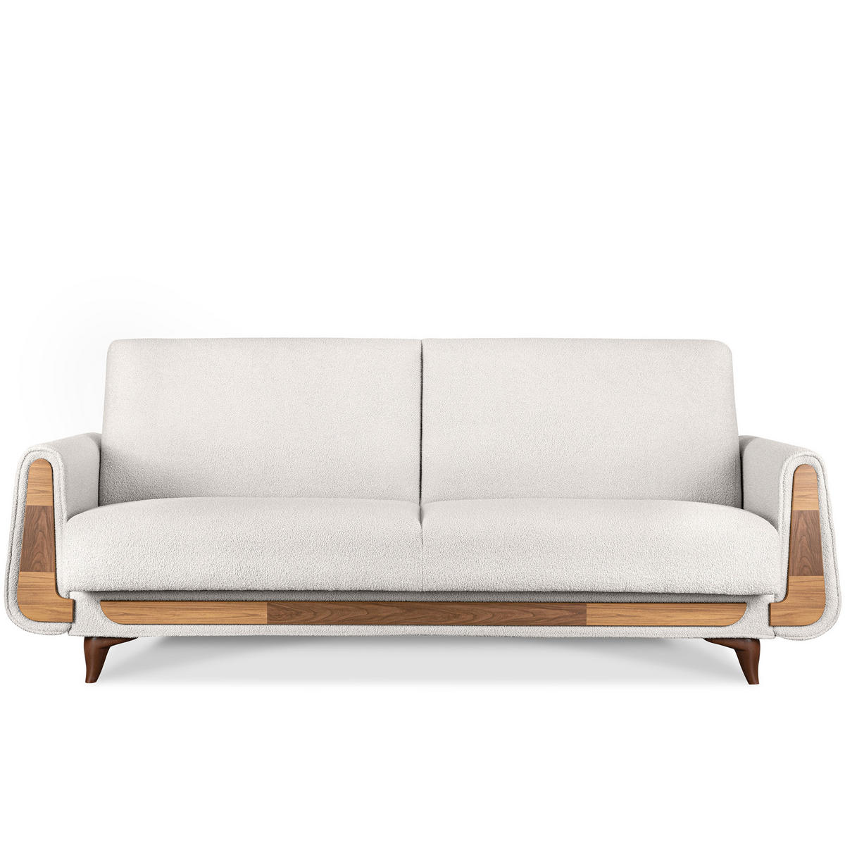 3-SITZER-SCHLAFSOFA GUSTAVO mit Armlehnen, weiß - Braun/Weiß, Holz/Holzwerkstoff (230/98/98cm) - KONSIMO®