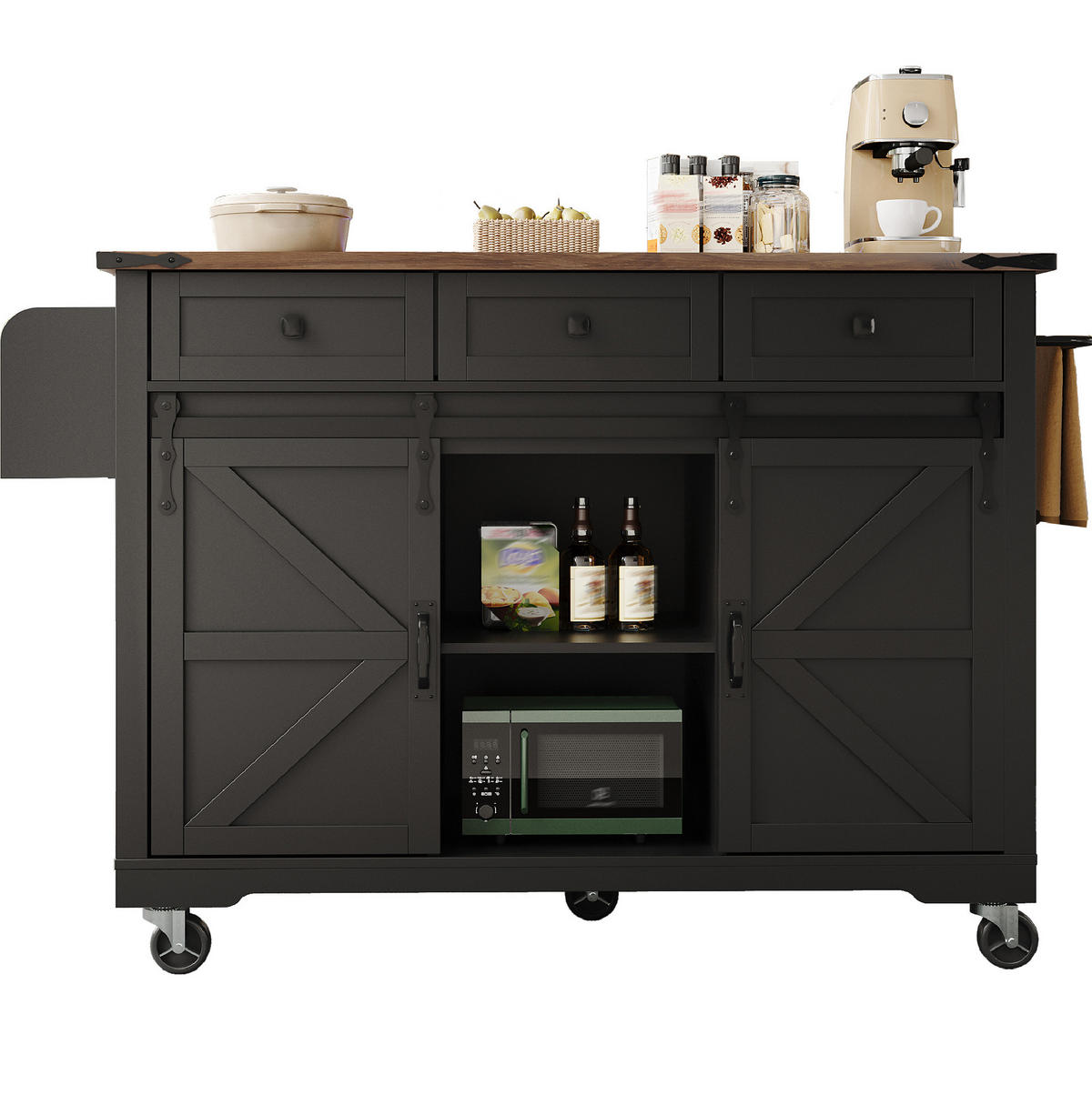 KÜCHENINSEL mit Arbeitsplatte 140 cm Schwarz MDF - Schwarz, Holz (45/94/140cm) - Beauniv