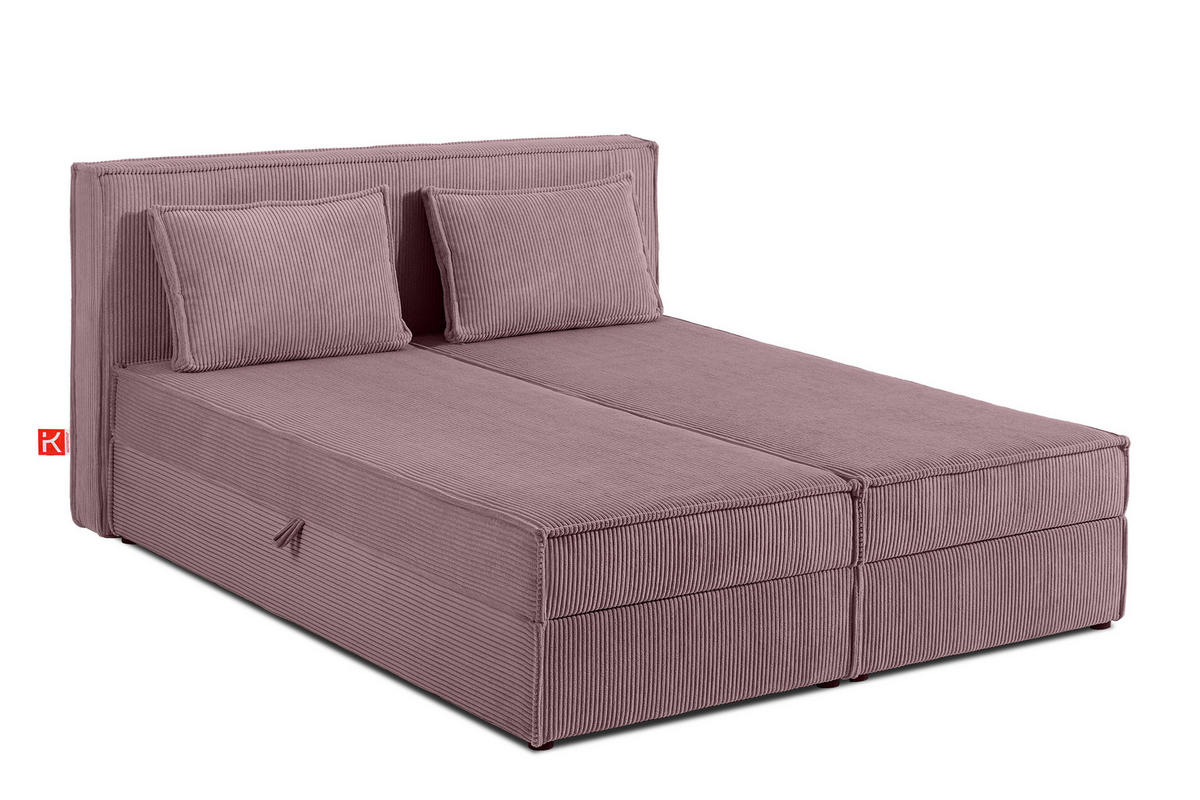 BOXSPRINGBETT ROTI mit Stauraum, hellviolett - Violett/Schwarz, Holz/Holzwerkstoff (160/200cm) - KONSIMO®