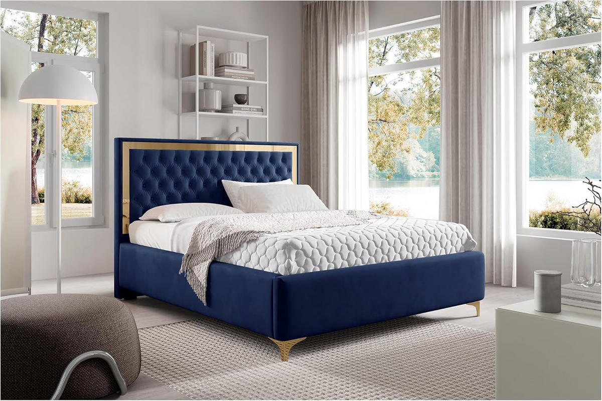 POLSTERBETT ARONA - Blau, Textil (120/200cm) - Meblini