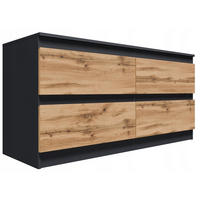 TV-SCHRANK CR3- RTV-4 Graphit-Wotan Eiche 127,4/44/60,8 cm - Eiche Wotan/Graphitfarben, Holzwerkstoff (127.4/60.8/44cm)