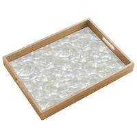 SERVÍROVACÍ PODNOS Perleťový lesk - Bílá - Shell 50x35 cm - bílá, dřevo (50/5/5cm) - OnlyWow