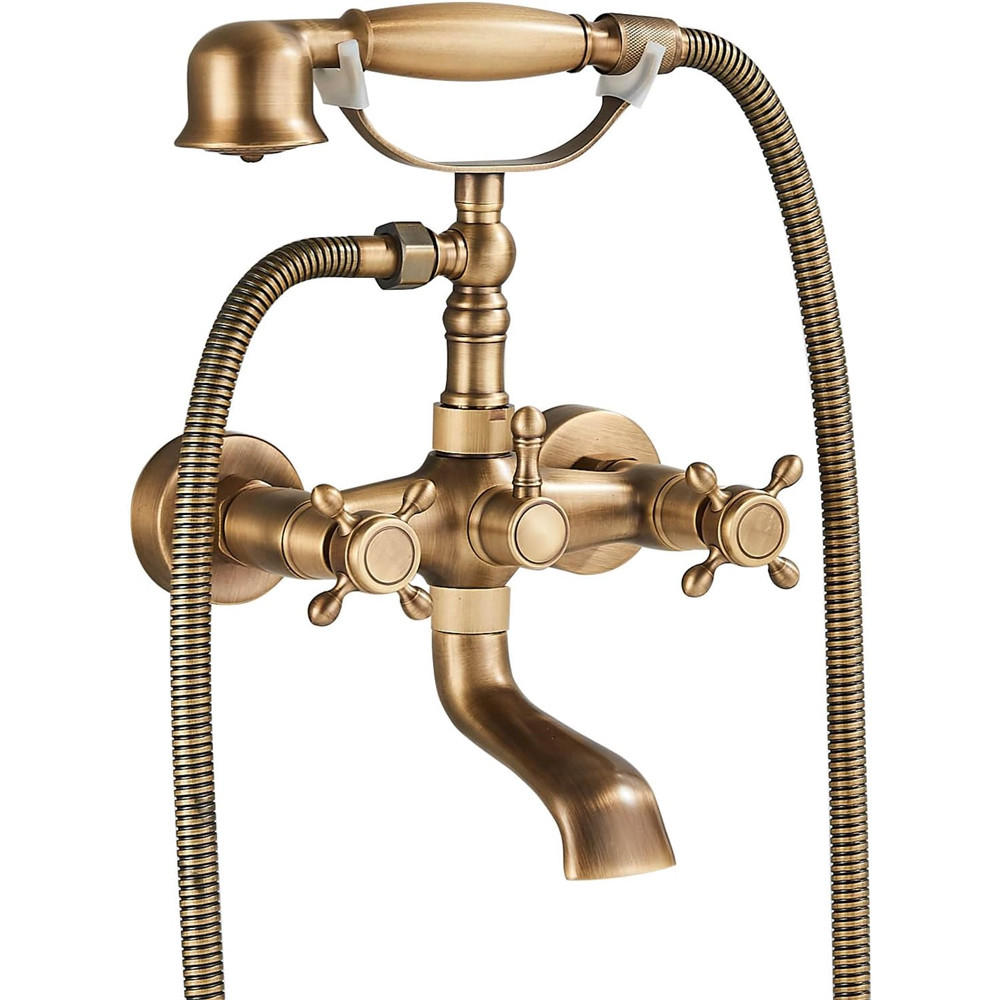 BADEWANNENARMATUR Antik Bronze 1,5 m Messing - Goldfarben, Metall (15/31/21cm) - TVTIUO