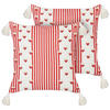 DEKOKISSEN 2er-Set Weiß 45/45 cm Banksia - Rot/Weiß, Textil (45/45cm) - Beliani