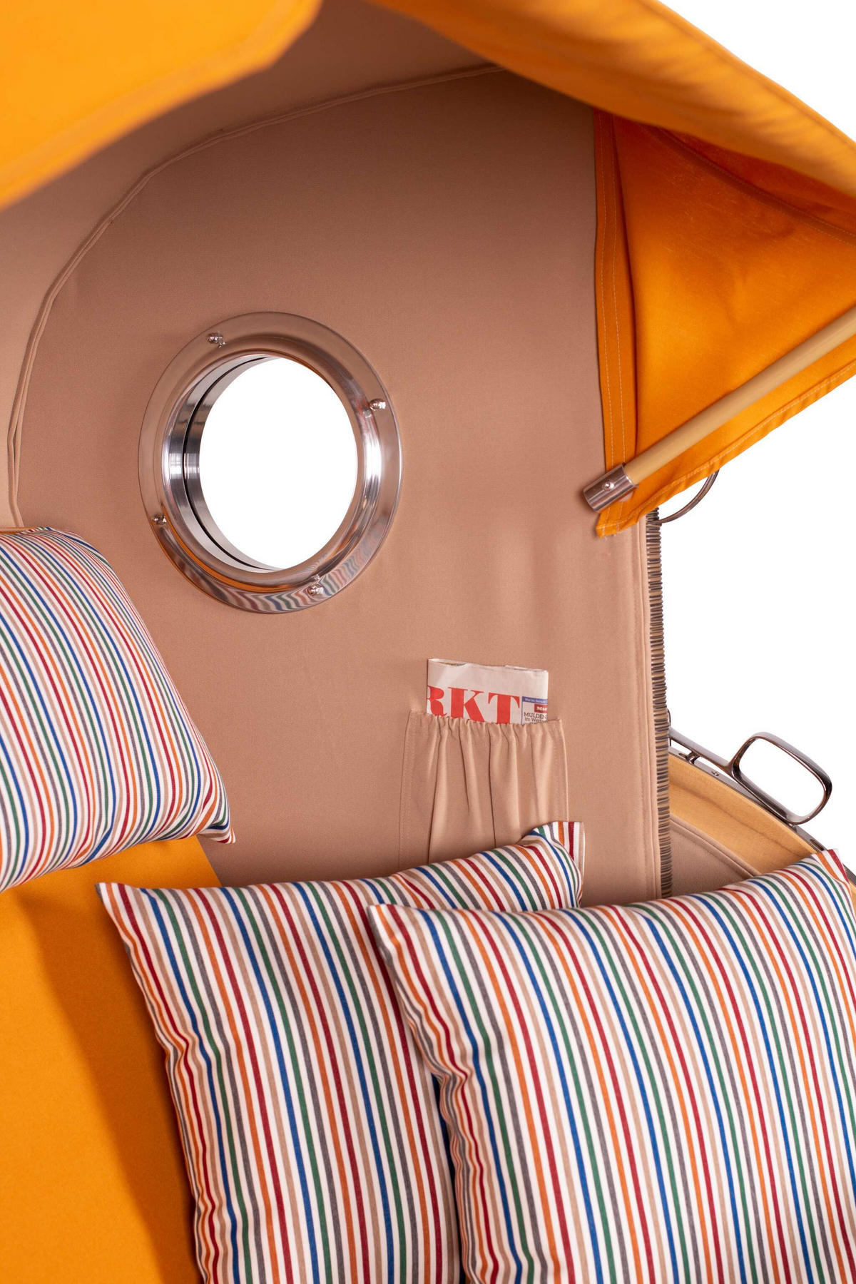 STRANDKORB Baltikum Teak 2,5 Sitzer - Gelb/Braun, Holz/Metall (142/170/95cm) - Mr. Deko