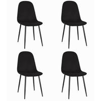 ESSZIMMERSTUHL 4-er Set COMO schwarzer Sitz, schwarze Beine - Schwarz, Textil (44.5/87.5/50.5cm) - Valora