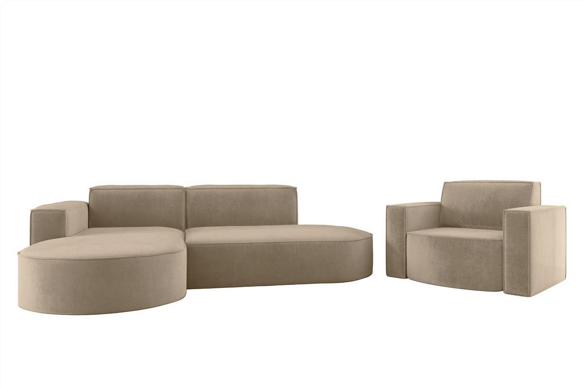 SOFASET Palma In Noel - Beige, Holzwerkstoff/Textil (236/78/165cm) - Fun Möbel