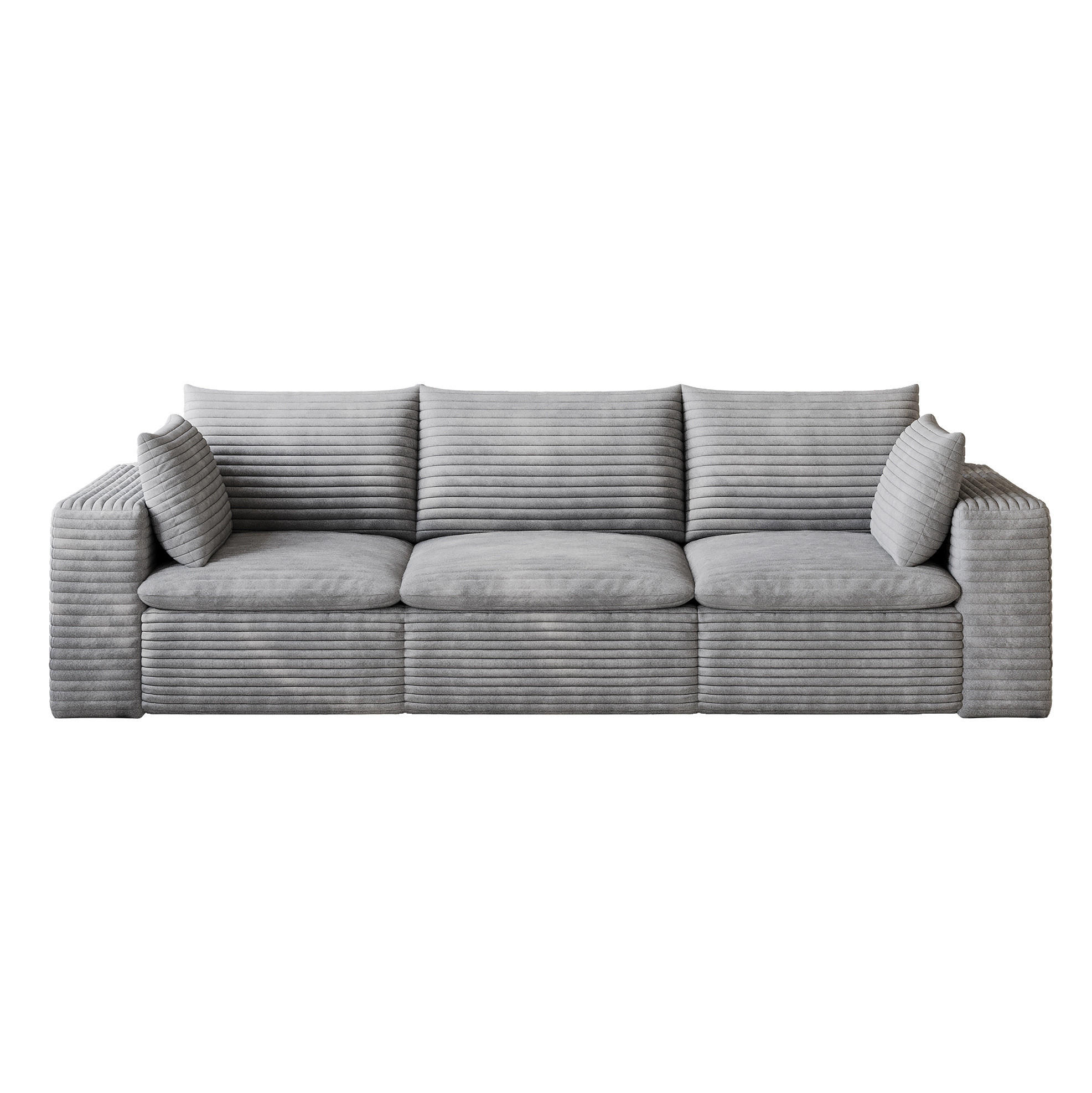 MODULÁRNÍ pohovka z látky 260x90x60 cm šedá s měkkým pěnovým jádrem a variabilním uspořádáním - šedá, textil (260/60/90cm) - Modfu