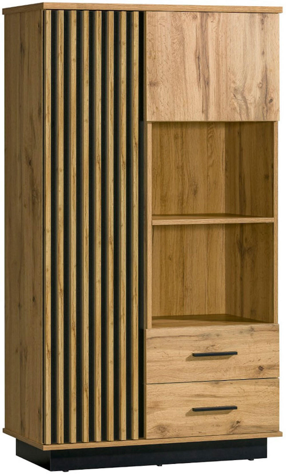 HIGHBOARD Lamia Wotan Eiche / schwarz 90 / 40 / 159cm - Eiche Wotan/Schwarz, Holz/Holzwerkstoff (90/159/40cm) - Feldmann-Wohnen