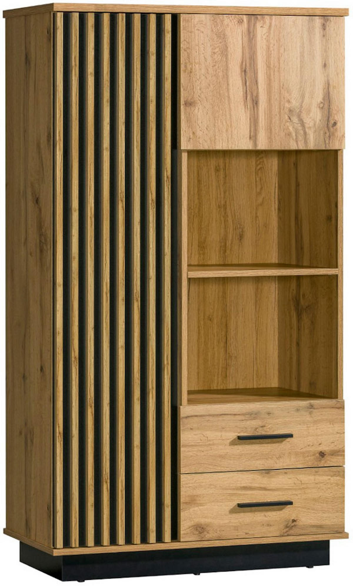 HIGHBOARD Lamia Wotan Eiche / schwarz 90 / 40 / 159cm - Eiche Wotan/Schwarz, Holz/Holzwerkstoff (90/159/40cm) - Feldmann-Wohnen