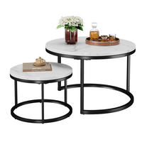 COUCHTISCH in Weiß/Schwarz Hitzebeständiger Wohnzimmertisch mit Marmor-Optik Platte Sofatisch mit Metallgestell - Schwarz, Holzwerkstoff/Metall (70/70/45cm) - STILVORA