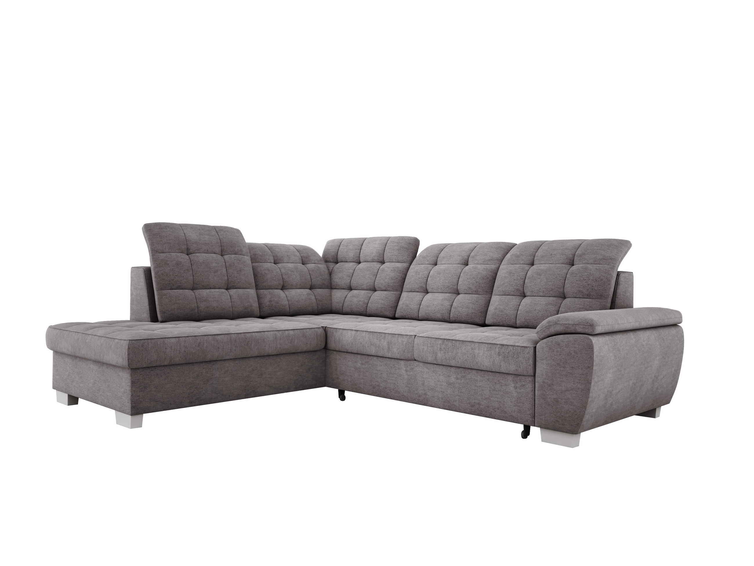 ECKSOFA LOTTA L-förmig Bettkasten verstellbare Kopfstützen hochwertige Verarbeitung lose Rückenkissen freistehend LINKS 212x258x106 cm Light Grey - Hellgrau, Holz/Textil (212/258cm) - DomoHome