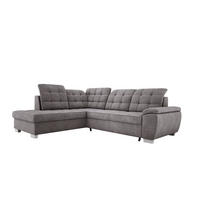 ECKSOFA LOTTA L-förmig Bettkasten verstellbare Kopfstützen hochwertige Verarbeitung lose Rückenkissen freistehend LINKS 212x258x106 cm Light Grey - Hellgrau, Holz/Textil (212/258cm) - DomoHome