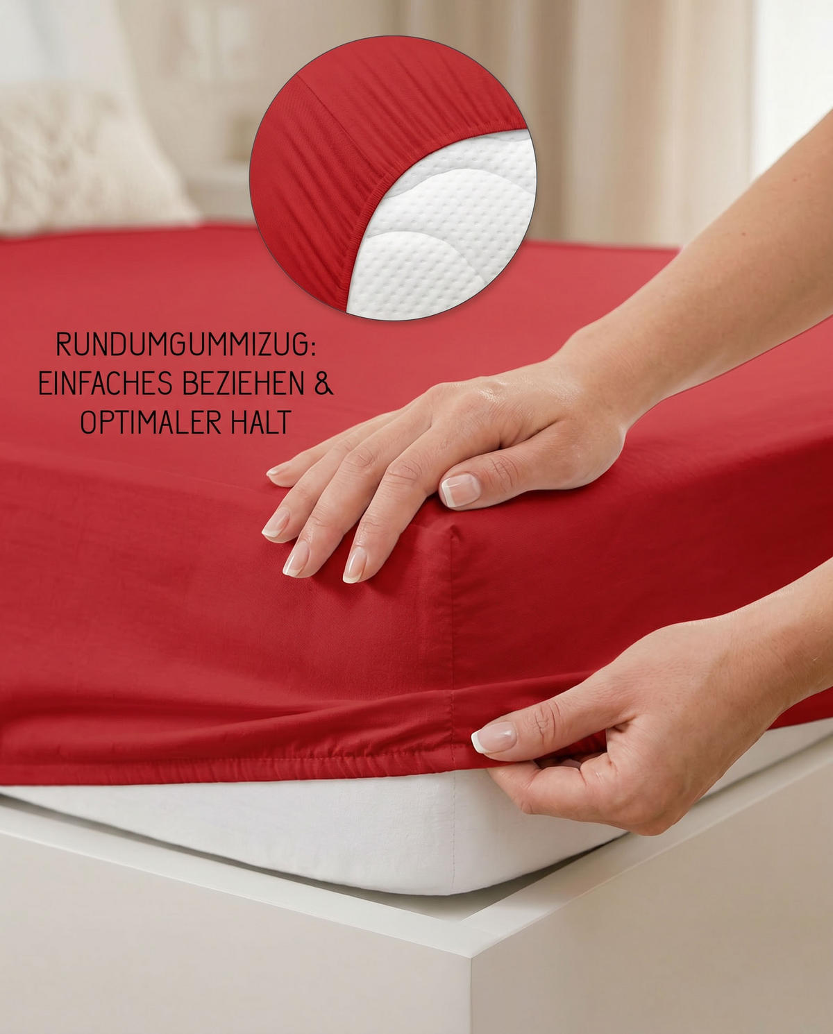 SPANNBETTTUCH Deluxe Jersey rot, 140x200 cm - 160x220 cm - Rot, Textil (160/220cm) - biberna