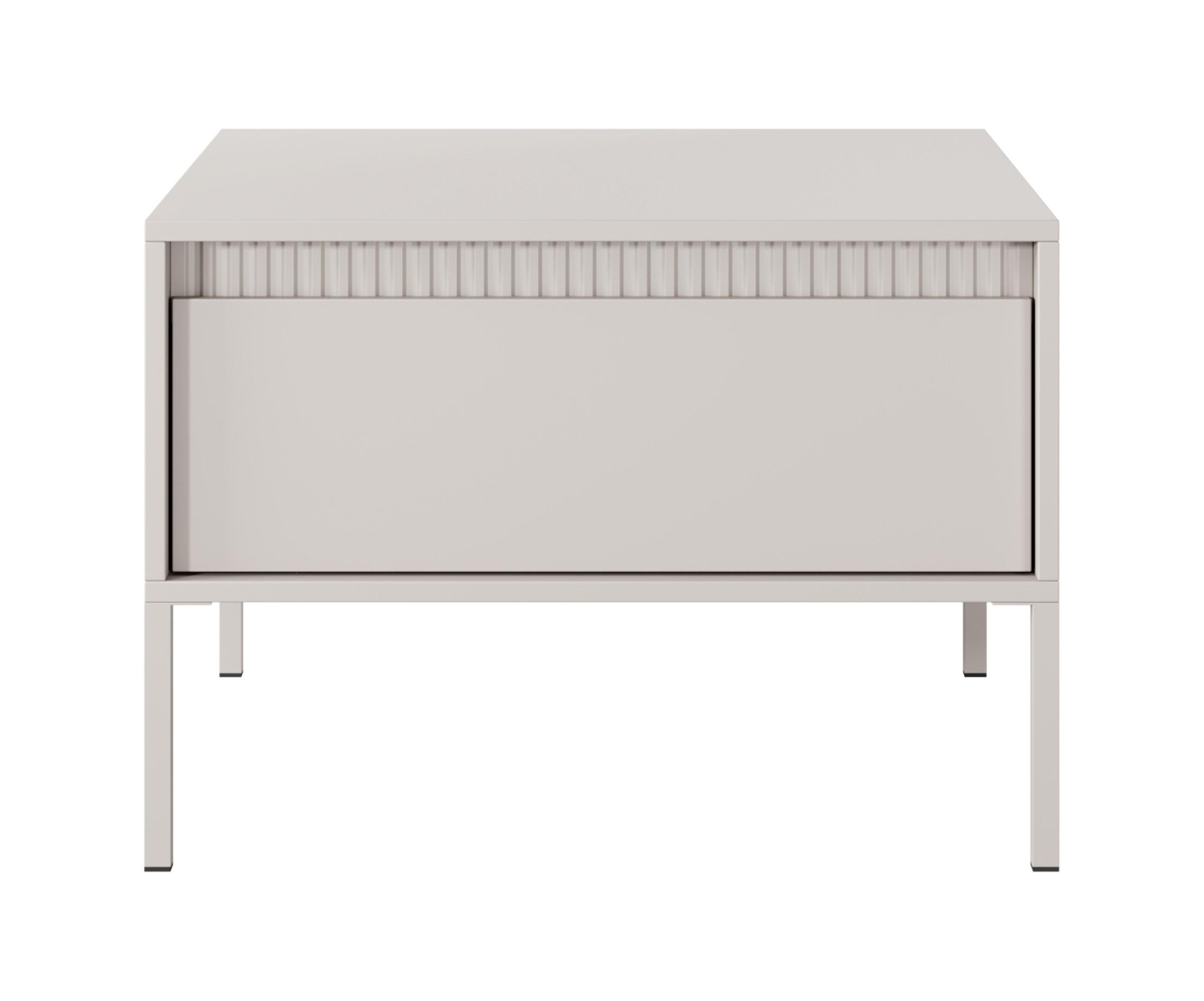 COUCHTISCH Trentinis 1S Beige 68/48,4/68 cm – Geriffelten Fronten - Beige, Holzwerkstoff/Metall (68/68/48.4cm) - AX Living
