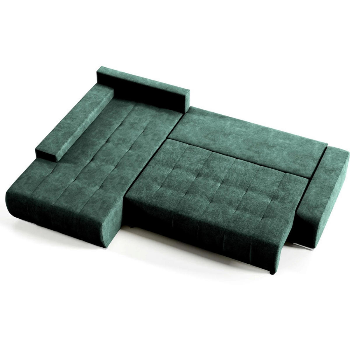 ECKSCHLAFSOFA Draco L Grün - Silberfarben/Grün, Textil/Metall (267/186cm) - Beautysofa