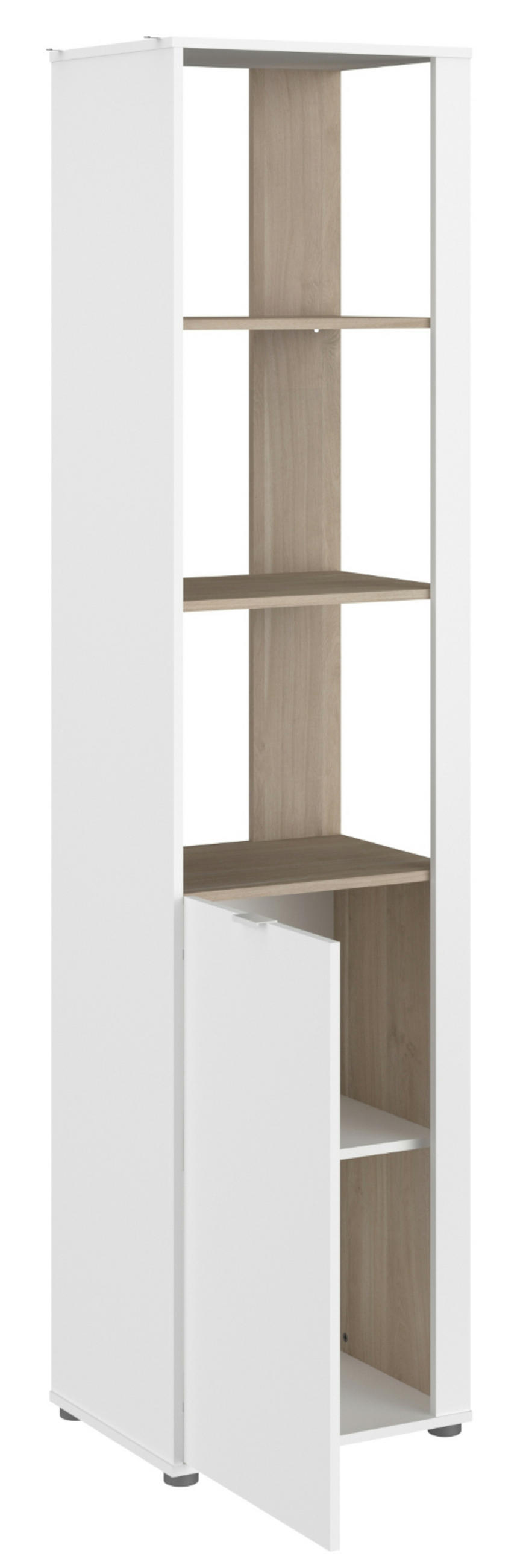 JUGENDZIMMER weiß, Eiche, Komplett-Set 6-teilig mit vielen Fächern - Eichefarben/Weiß, Holzwerkstoff (95/205/206cm) - Parisot Meuble