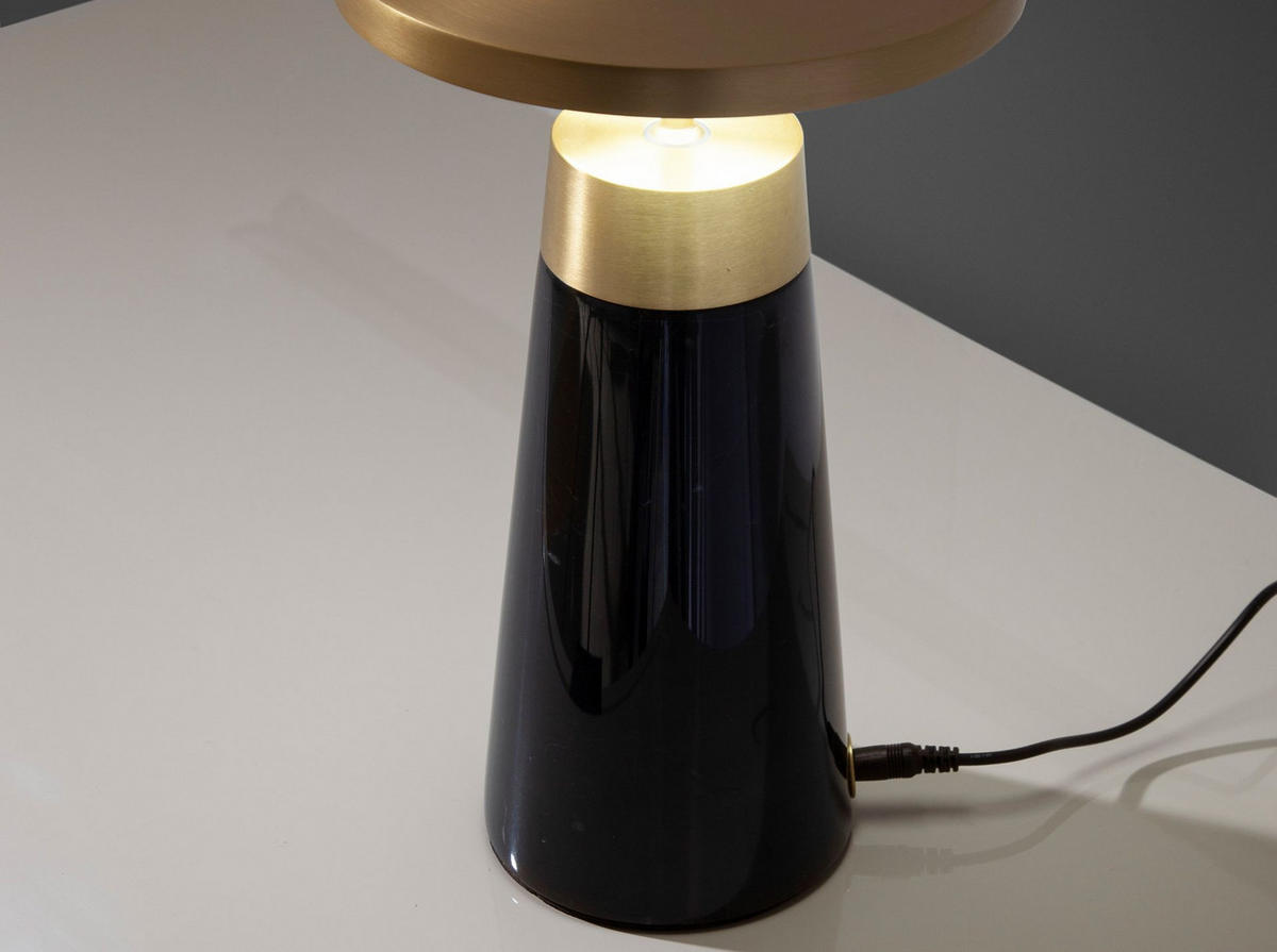 TISCHLEUCHTE Tischlampe aus schwarzem Marmor und goldenem Stahl Ø16/25.5 cm - Goldfarben/Schwarz, Metall (16/16/25.5cm) - ANGEL CERDA