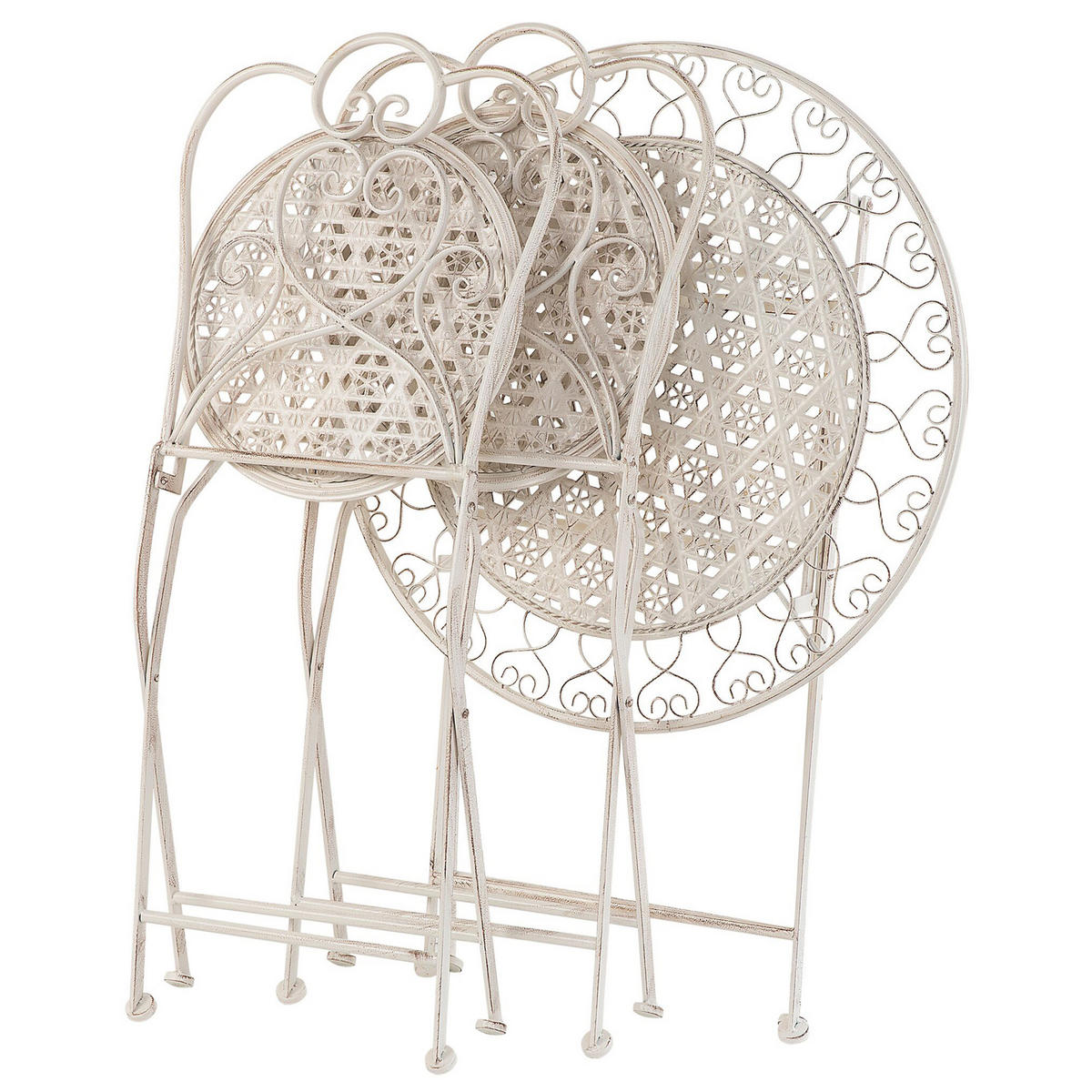 BALKONSET 2-Sitzer Klapptisch Metall beige Trieste - Beige, Metall - Beliani