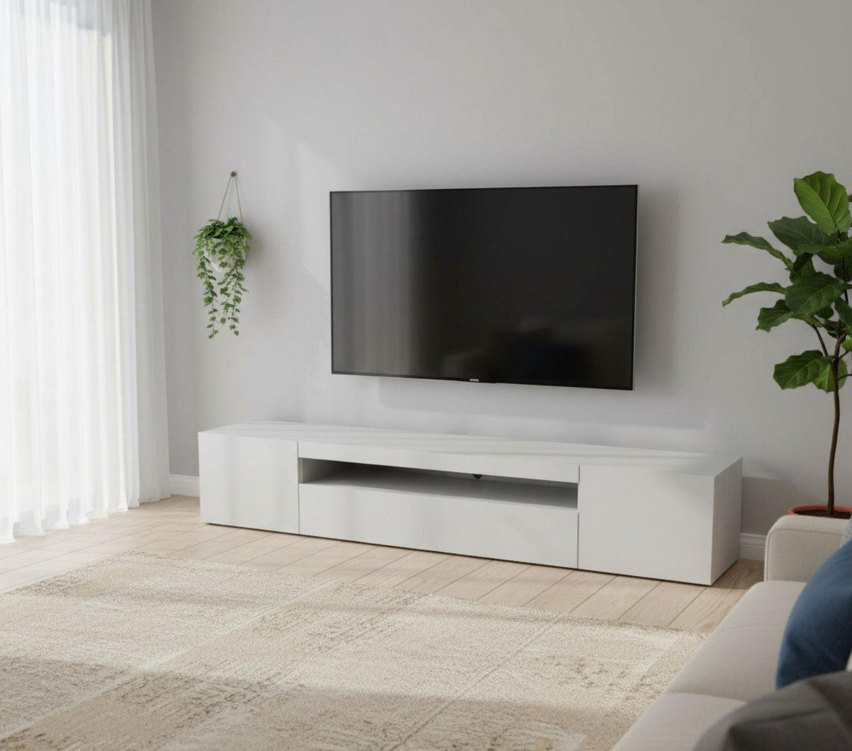 FERNSEHSCHRANK Glänzendes Weiß 40/200/37 cm - Weiß, Holzwerkstoff (200/37/40cm) - DMORA