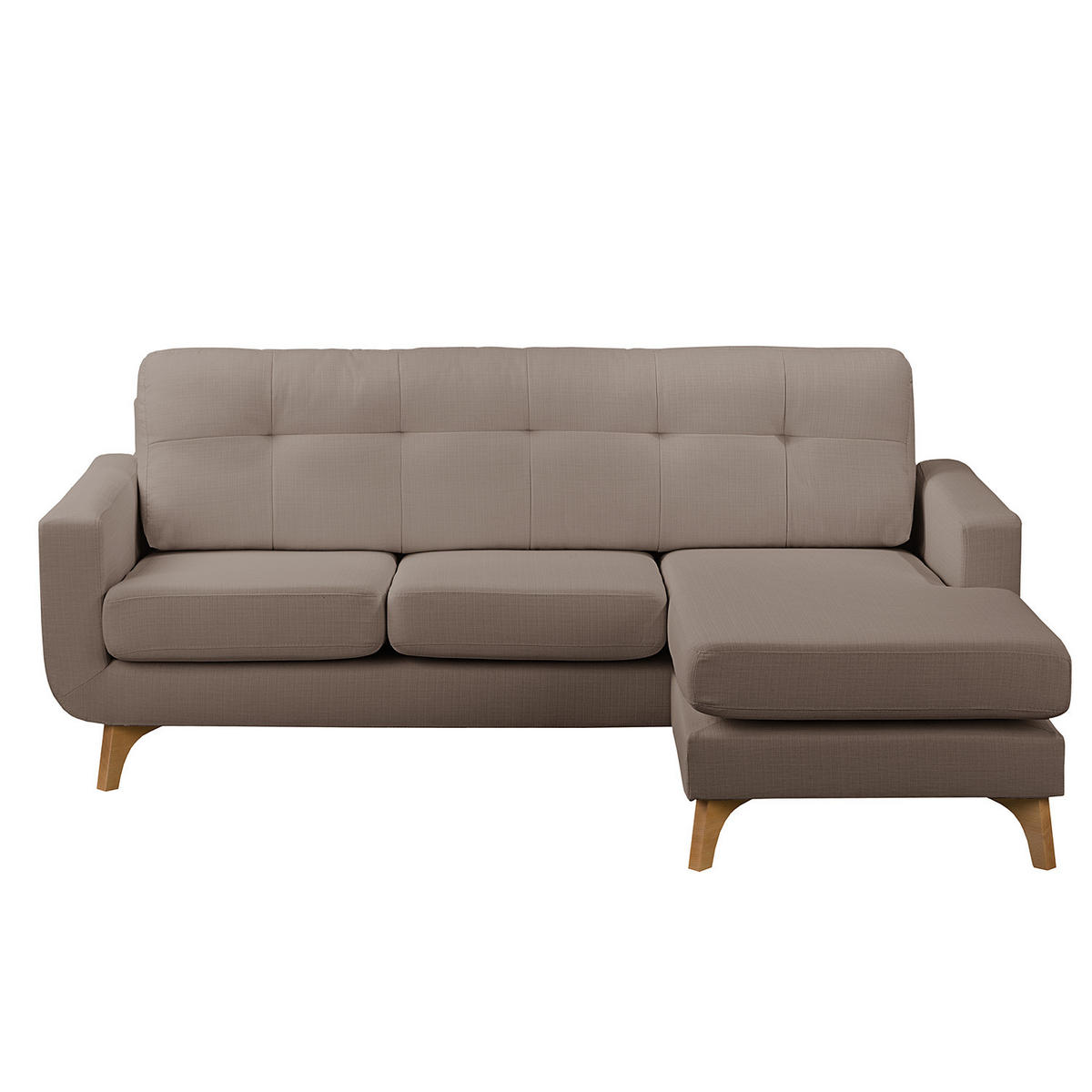 ECKSOFA mit Longchair - Strukturstoff - Cappuccino, Textil (208/150cm) - home24