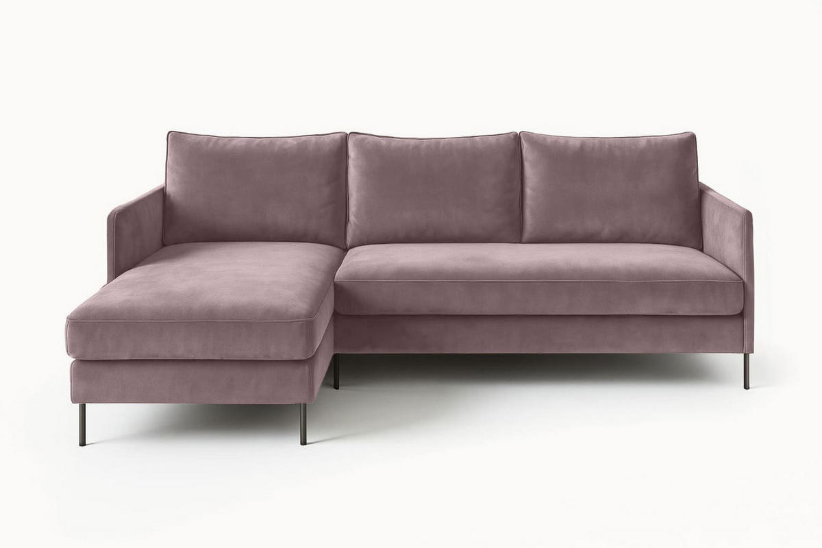 ECKSOFA Belis, Rosa, Sofa mit Schlaffunktion - Rosa, Holzwerkstoff/Textil (216/155cm) - Bettso