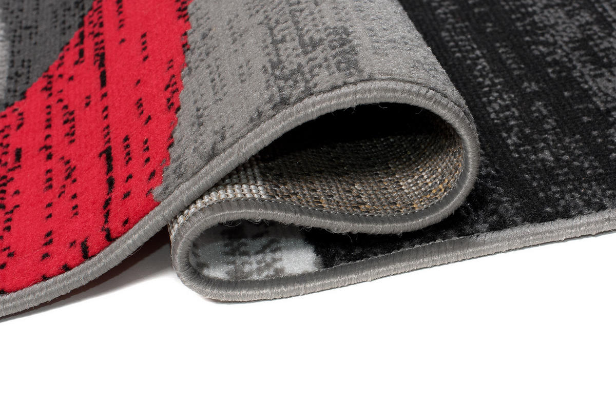 TEPPICH MAYA Rot Kreise Streifen Meliert 200/250 cm - Rot, Textil (200/250cm) - Tapiso