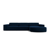 ECKSOFA rechts Jodie aus Samt königsblau 4 Sitzplätze - Blau, Textil (166/284cm) - Micadoni