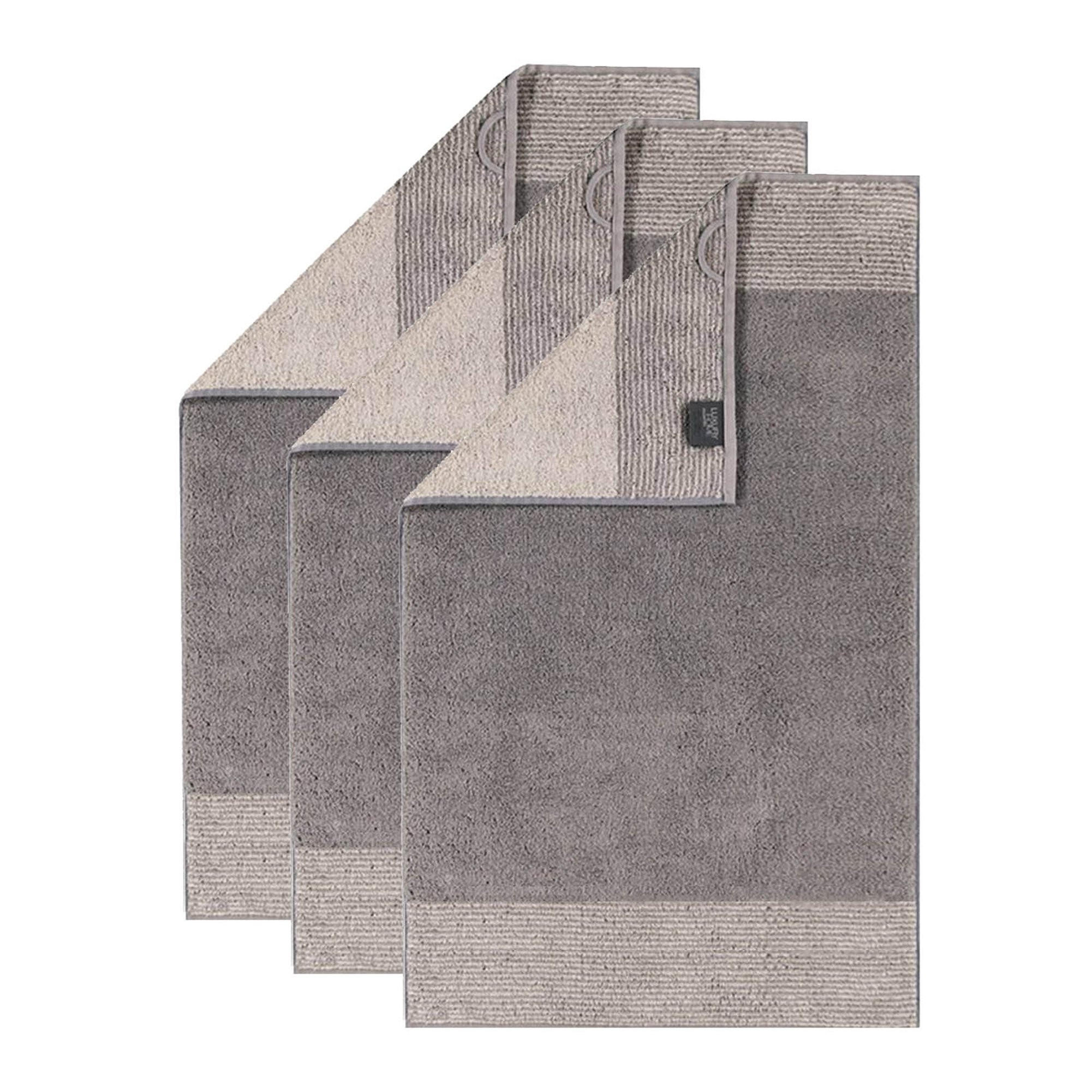GÄSTETUCH Unisex Luxury Home Two-Tone Grau 3er Pack Baumwolle - Grau, Textil (50/30cm) - Cawoe