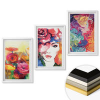 WANDBILDER 3er-Set - 40x60 cm Weißer Rahmen - Intensives Blumenporträt einer Frau - Weiß, Kunststoff (40/60cm) - ArtPrintCave