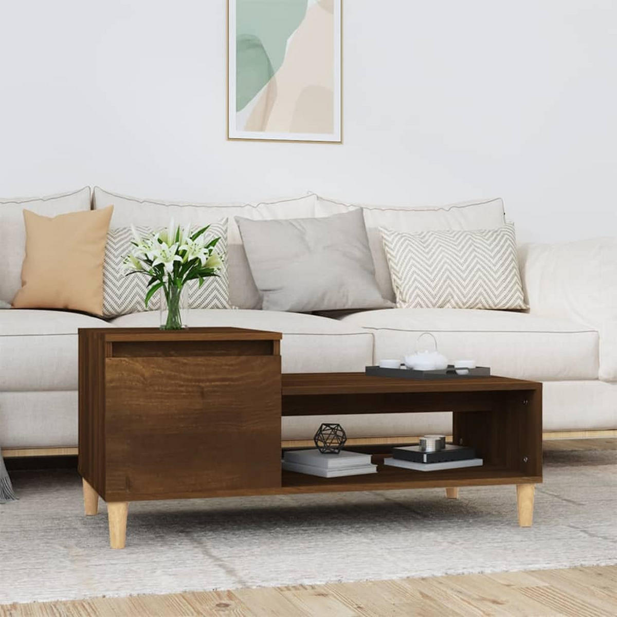 COUCHTISCH Braun Eichen-Optik 100x50x45 cm Holzwerkstoff - Braun, Holzwerkstoff (100/50/45cm) - furnicato