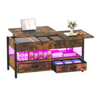 COUCHTISCH Lift-Top Holz LED RGB 2 Schubladen - Braun, Holz (106/50/51.5cm) - Kaket