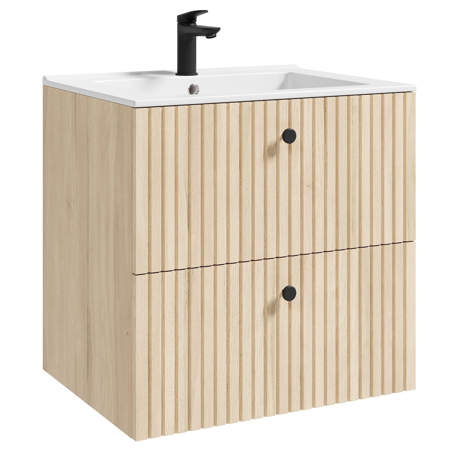 BADMÖBEL-SET Saros 2 Teile Eiche Hell - 60 x 45 x 61 cm - Eichefarben, Holz (60/61/45cm) - Badplaats