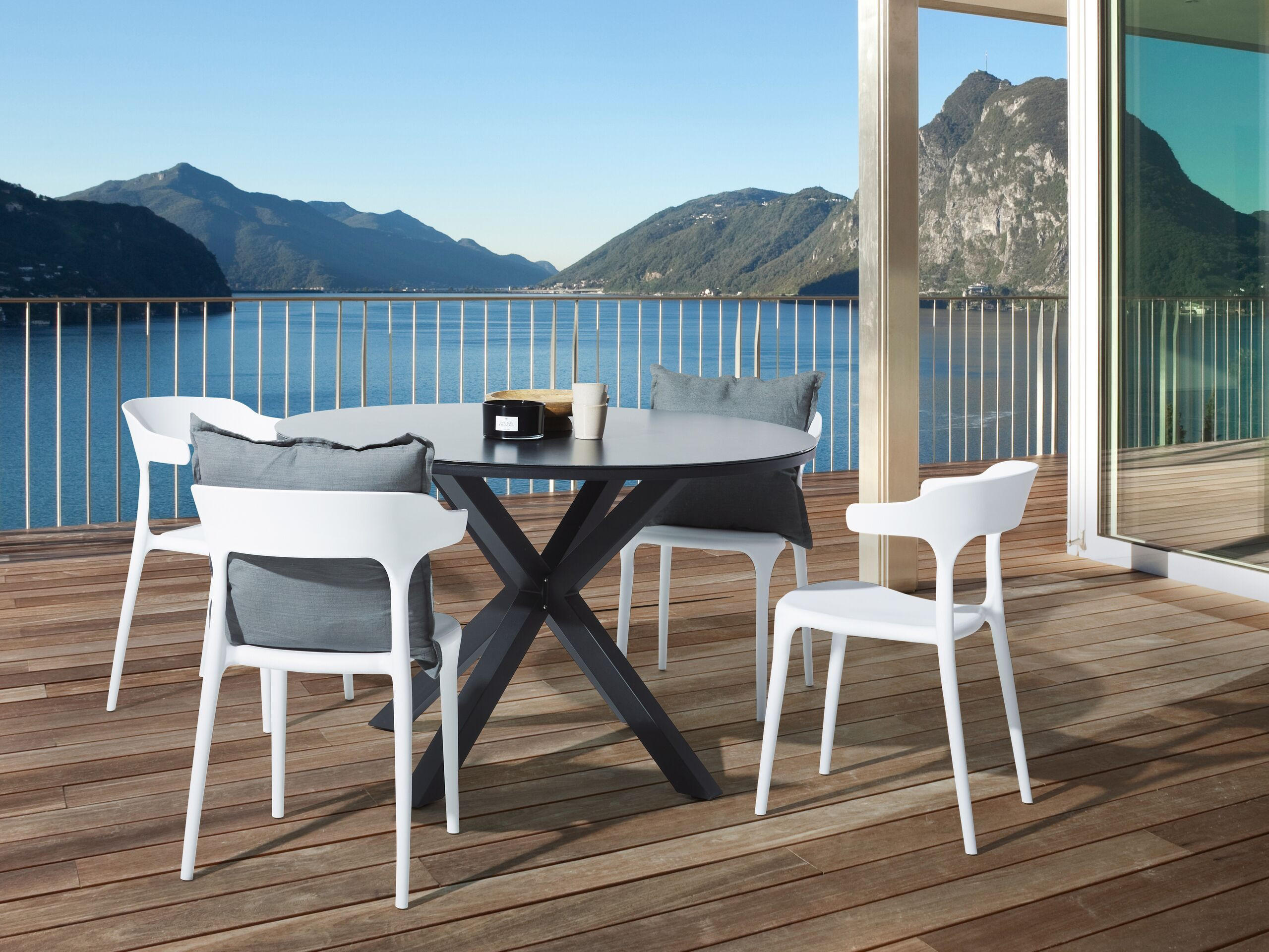 GARTENSTÜHLE 4er-Set Kunststoff weiß Gubbio - Weiß, Kunststoff (50/76/49cm) - Beliani