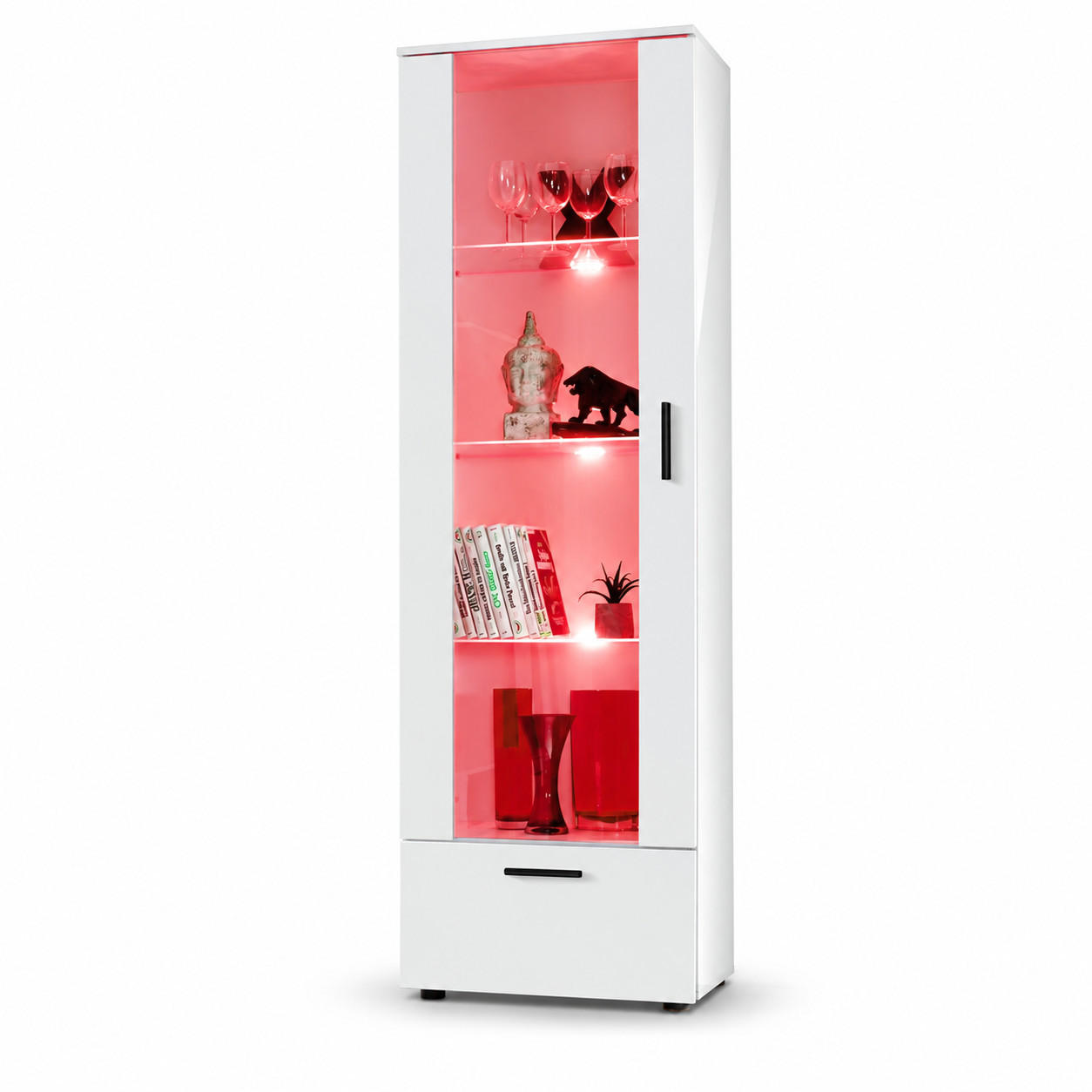 Komodee Vitrine Weiß, Weiß 60x192x42 cm