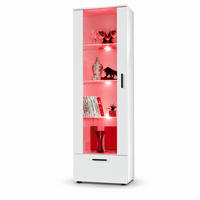 VITRINE ALESSANDRIA, Weiss, LED Mehrfarbige - Schwarz/Weiß, Glas/Holzwerkstoff (60/192/42cm) - Komodee
