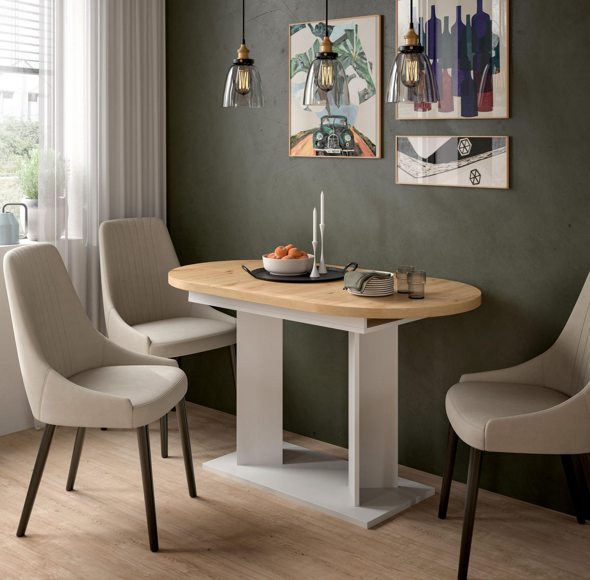 ESSTISCH Gunnar (B/H/T: ca. 170/76/70 cm) in weiß/Artisan Eiche Nachbildung - Weiß, Holzwerkstoff (70/170/76cm)