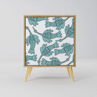 SIDEBOARD WATERSPOUT SONGIBIRD, Eichefarben, 57,5x42x75,5 cm, Goldfarbene Metallfüße - Eichefarben/Goldfarben, Holzwerkstoff/Metall (57.5/75.5/42cm) - SpaceRebels