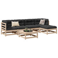 GARTEN-SOFAGARNITUR 6-teilig Mit Kissen Massivholz Kiefer - Anthrazit, Holz - vidaXL