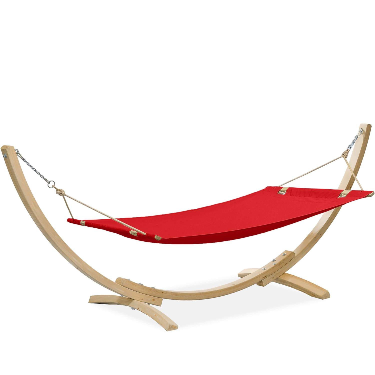 HÄNGEMATTE mit Gestell LENGER ,Rot - Rot, Holz/Textil (357/131/110cm) - KONSIMO®