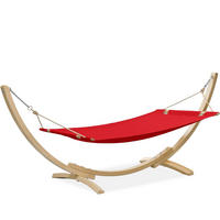 HÄNGEMATTE mit Gestell LENGER ,Rot - Rot, Holz/Textil (357/131/110cm) - KONSIMO®