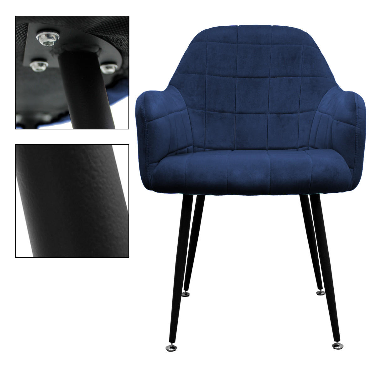 ESSZIMMERSTUHL Samt Dunkelblau 2er Set - Dunkelblau, Textil (43/83/58cm) - ML-DESIGN